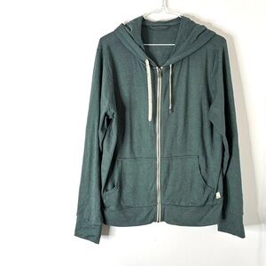 Vuori Full Zip Hoodie Performance Lounge Jacket Seabreeze Green
